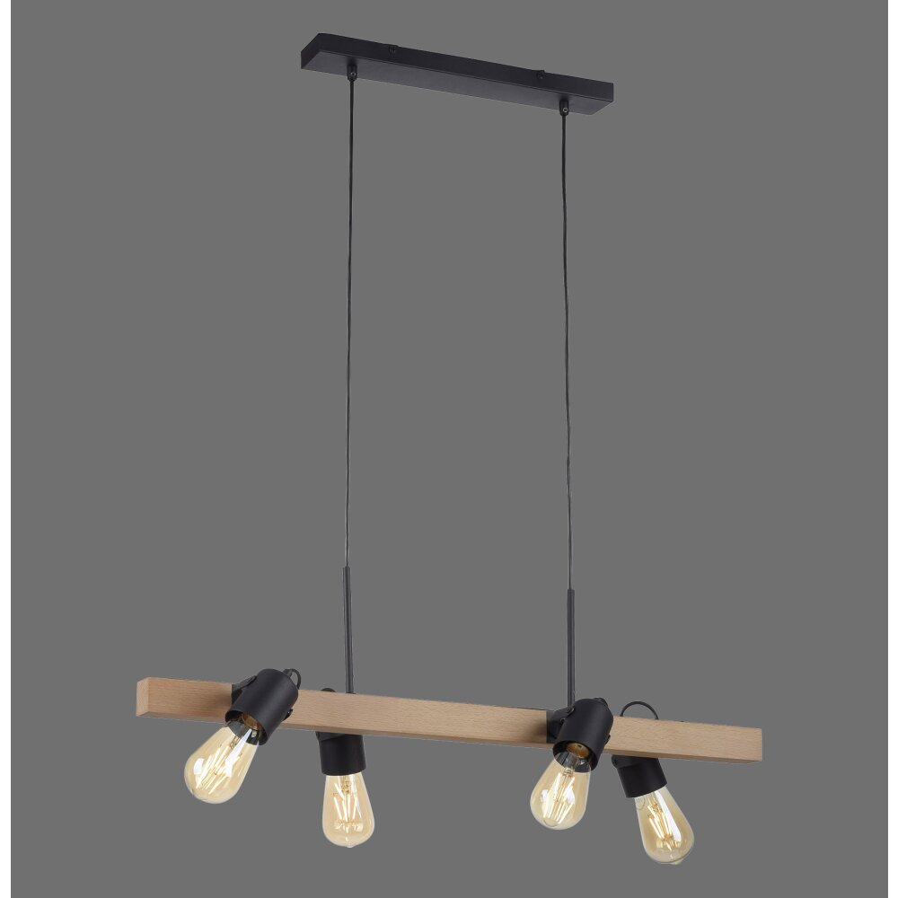 Leuchten-Direkt CANOP Hanglamp Natuurlijke kleuren, Zwart, 4-lichts