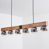 Vouhet Hanglamp Bruin, houtlook, Zwart, 6-lichts