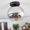 Koyoto  Plafondlamp Glas 20 cm Chroom, Duidelijk, Rookkleurig, 1-licht