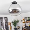Koyoto  Plafondlamp Glas 30 cm Chroom, Duidelijk, Rookkleurig, 1-licht