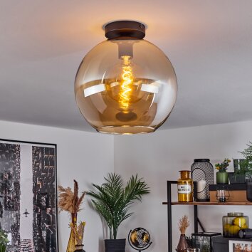 Koyoto  Plafondlamp Glas 30 cm Amber, 1-licht