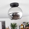 Koyoto  Plafondlamp Glas 20 cm Chroom, Rookkleurig, 1-licht