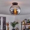 Koyoto  Plafondlamp Glas 25 cm Chroom, Rookkleurig, 1-licht