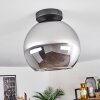 Koyoto  Plafondlamp Glas 25 cm Chroom, Rookkleurig, 1-licht
