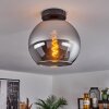 Koyoto  Plafondlamp Glas 25 cm Chroom, Rookkleurig, 1-licht
