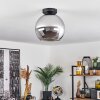 Koyoto  Plafondlamp Glas 25 cm Chroom, Rookkleurig, 1-licht