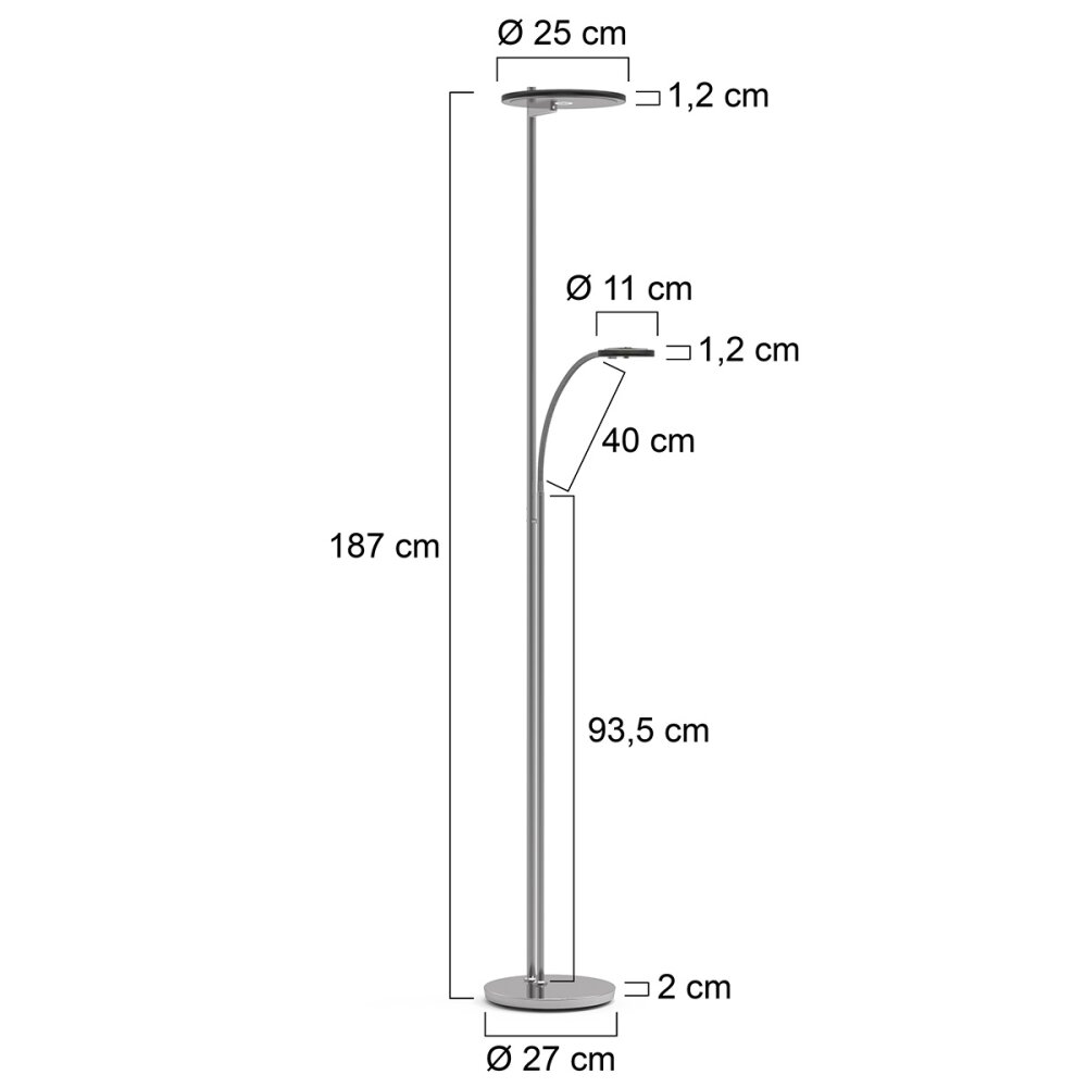 Steinhauer Turound Uplighter LED Staal geborsteld, 2-lichts