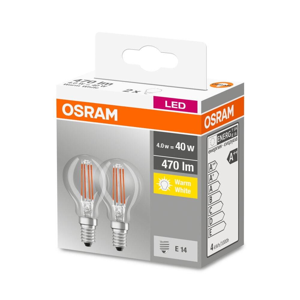 Osram E14 4 Watt 2700 Kelvin 470 Lumen Set van 2 main product photo
