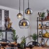 Koyoto  Hanger Glas 15 cm, 20 cm, 25 cm Chroom, Duidelijk, Rookkleurig, 3-lichts