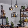 Koyoto  Hanger Glas 20 cm, 25 cm, 30cm Chroom, Duidelijk, Rookkleurig, 3-lichts