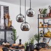 Koyoto  Plafondlamp Glas 20 cm Chroom, Rookkleurig, 3-lichts