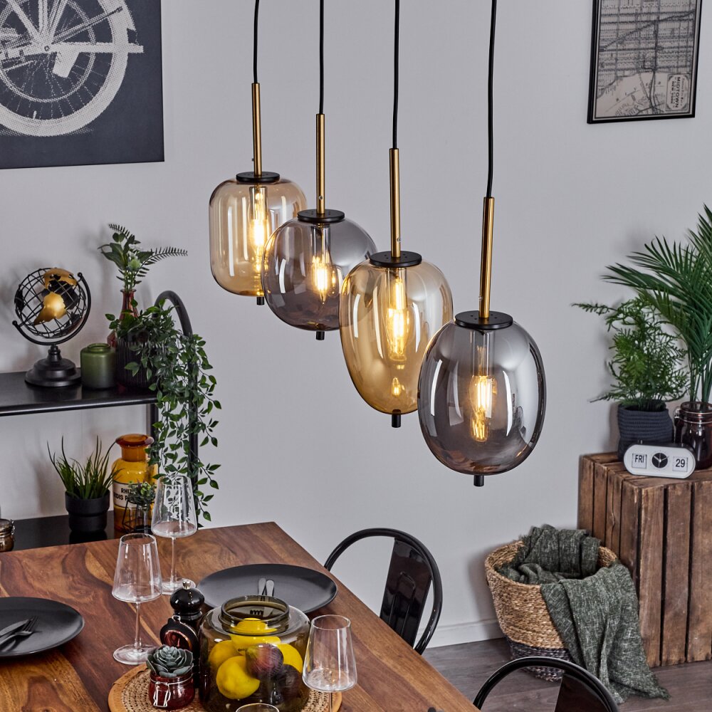 Verbania Hanger Messing, Zwart, 4-lichts main product photo