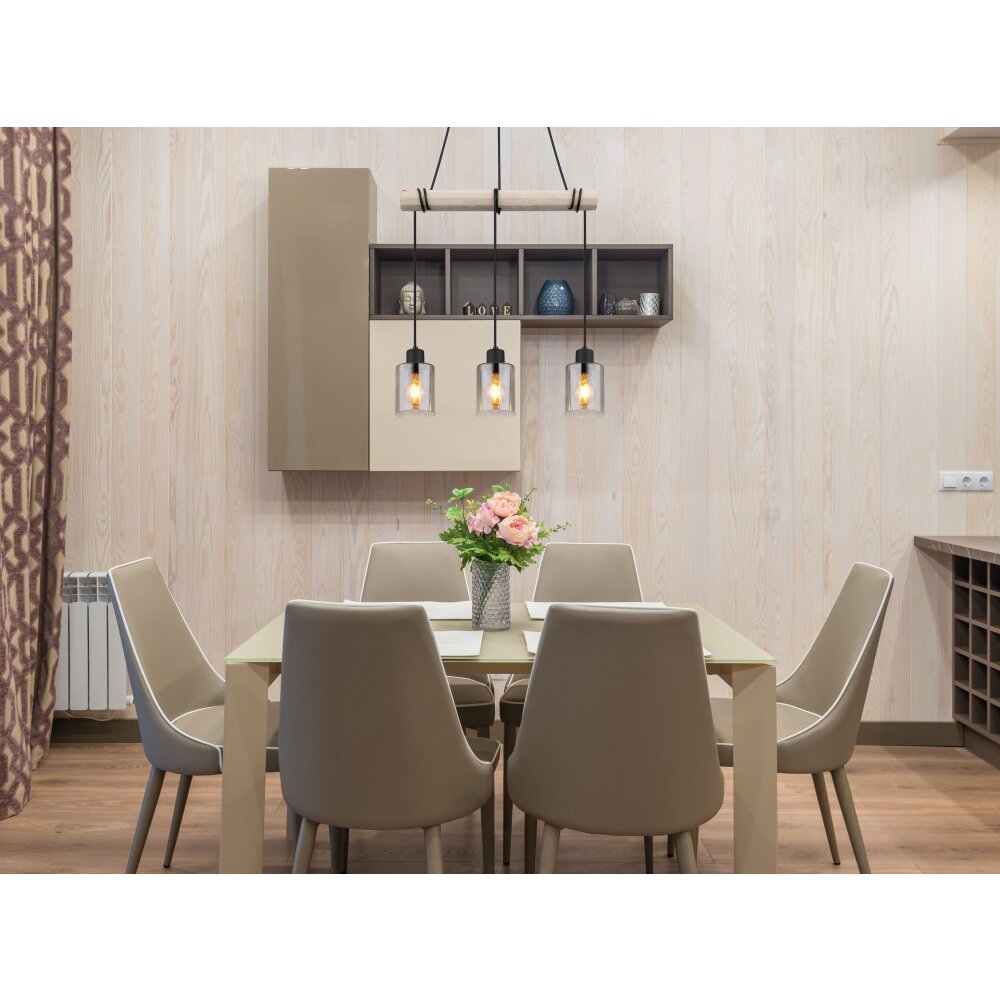 Globo HADERA Hanger Natuurlijke kleuren, Zwart, 3-lichts main product photo