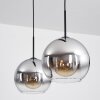 Koyoto  Hanger Glas 25 cm Chroom, Duidelijk, Rookkleurig, 2-lichts