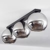 Koyoto  Plafondlamp Glas 25 cm Chroom, Rookkleurig, 3-lichts