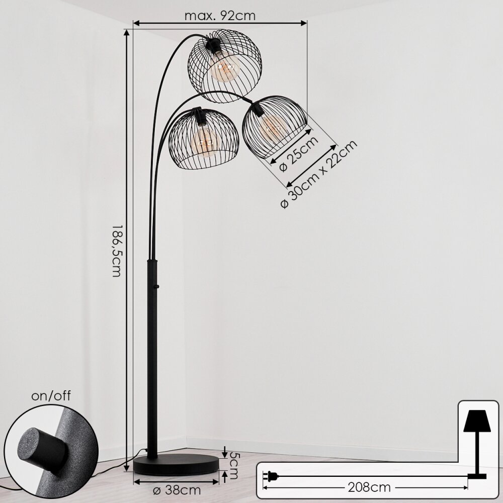 Mossay Staande lamp Zwart, 3-lichts