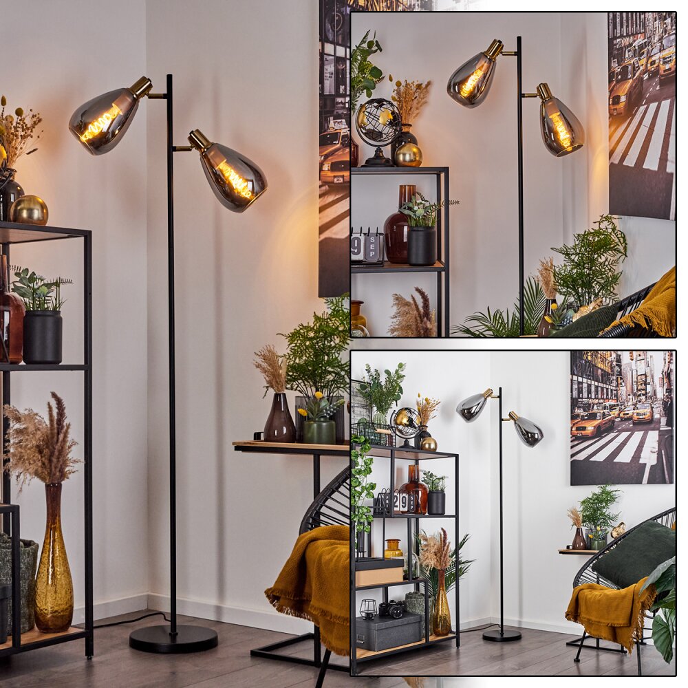 Vaurois Staande lamp Messing, Zwart, 2-lichts main product photo