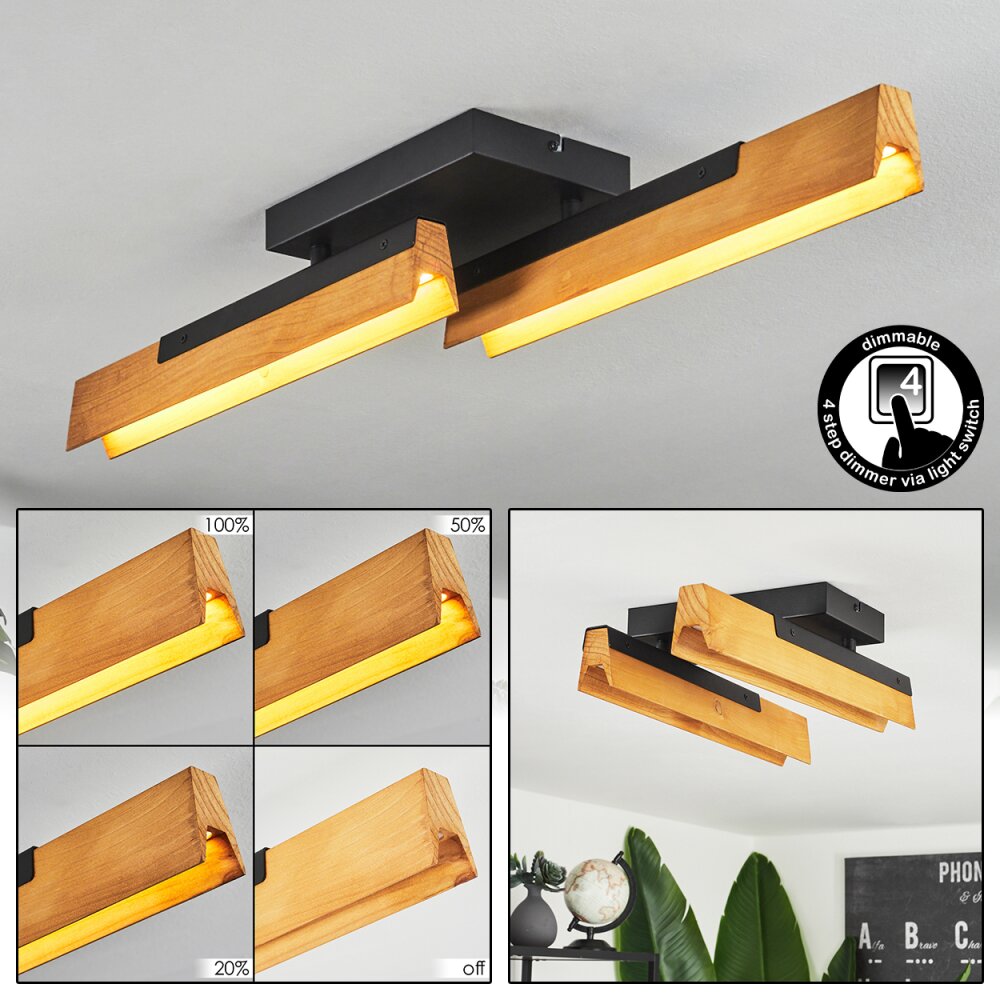 Teira Plafondlamp LED Natuurlijke kleuren, Zwart, 2-lichts main product photo
