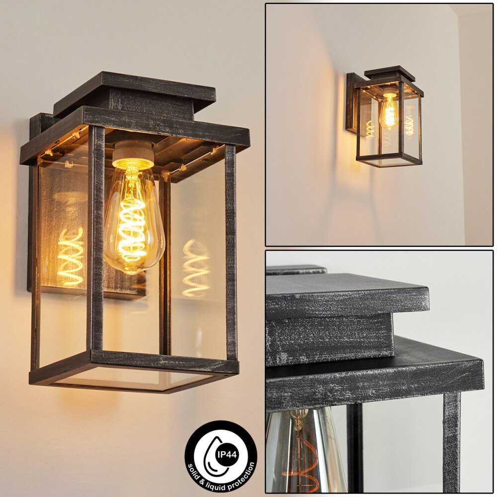 Tieva Buiten muurverlichting Zwart, Zilver, 1-licht main product photo