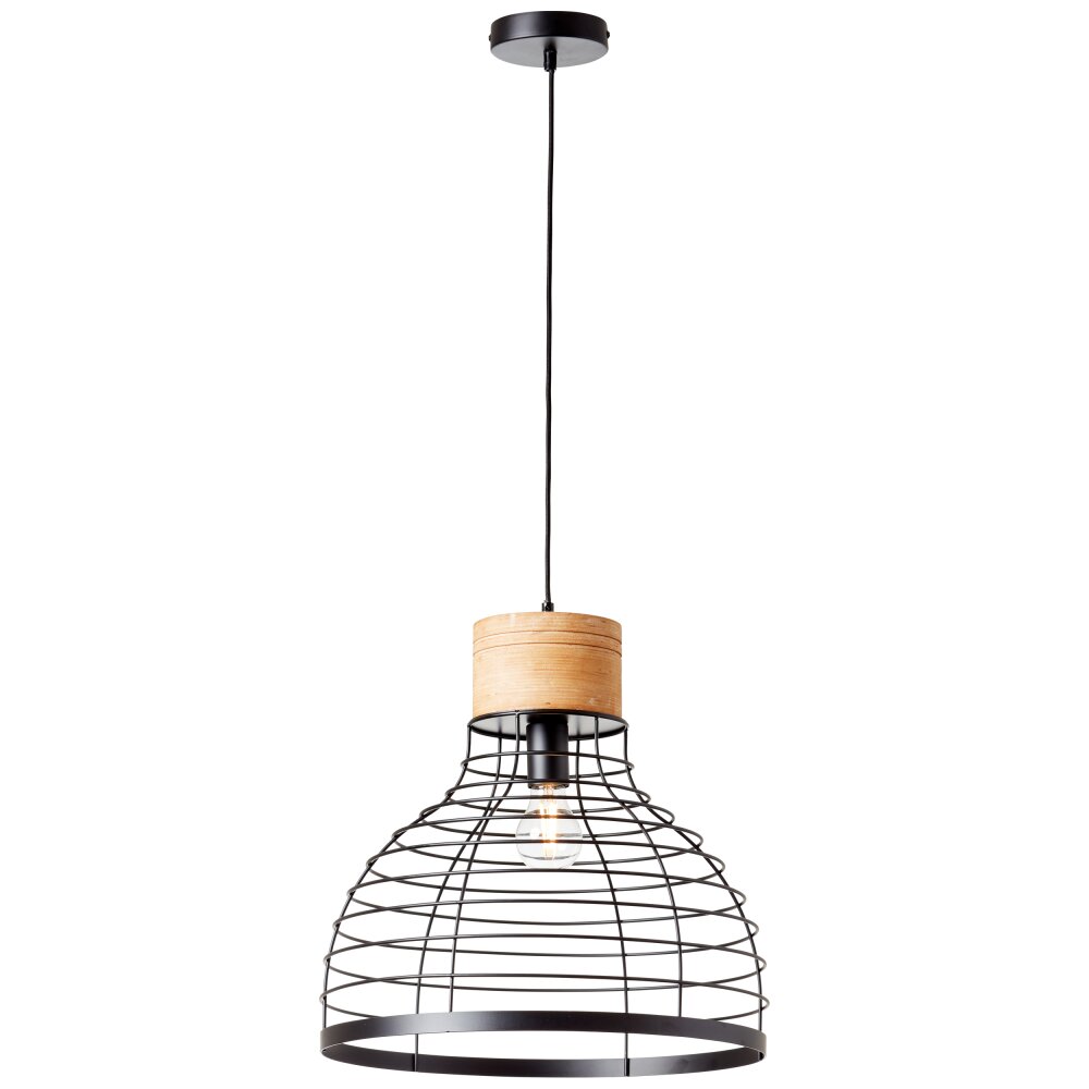 Brilliant Avia Hanglamp Hout licht, Zwart, 1-licht