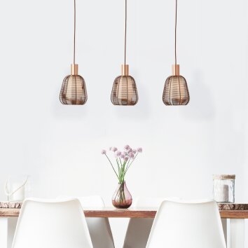Brilliant Wallace Hanglamp Mokka, 3-lichts