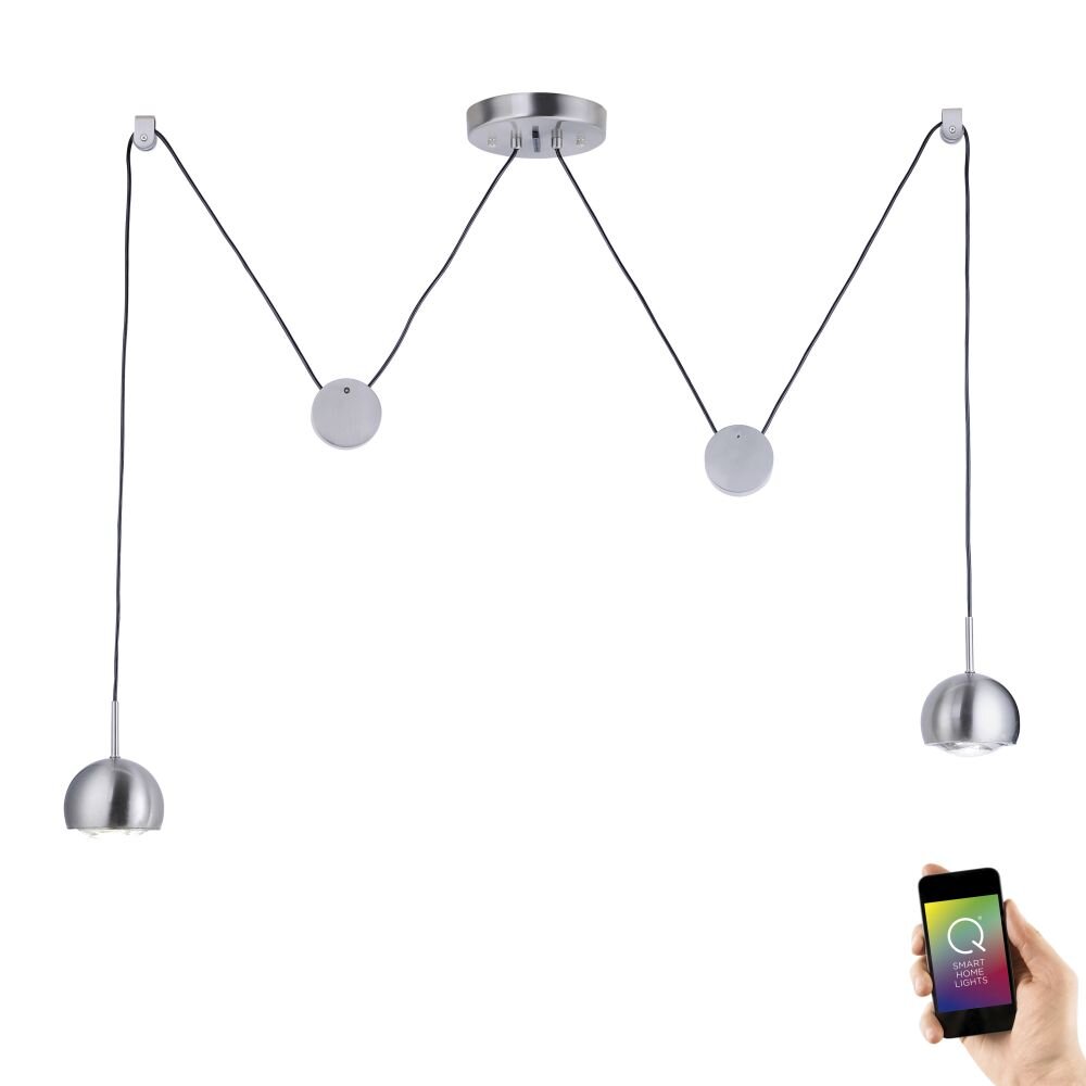 Paul Neuhaus Q-ADAM Hanglamp LED roestvrij staal, 2-lichts, Afstandsbediening, Kleurwisselaar main product photo