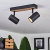Javel Plafondlamp Bruin, houtlook, Zwart, 2-lichts