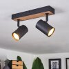 Javel Plafondlamp Bruin, houtlook, Zwart, 2-lichts