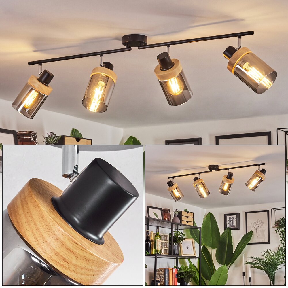 Azinhalinho Plafondlamp Chroom, Zwart, 4-lichts main product photo