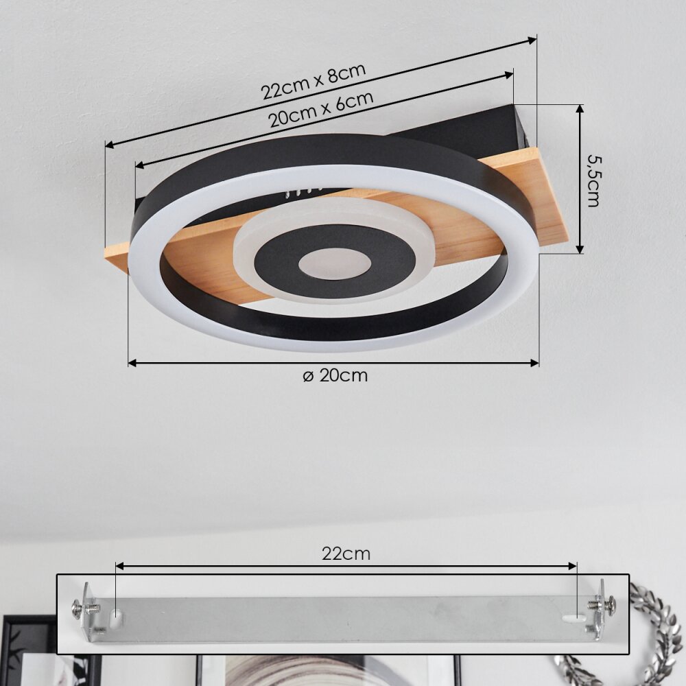 Taboneira Plafondlamp LED Natuurlijke kleuren, Zwart, Wit, 1-licht