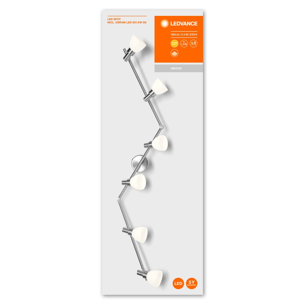 LEDVANCE SPOT Plafondlamp Zilver, 6-lichts