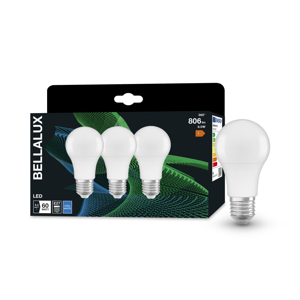 BELLALUX® CLA Set van 3 LED E27 8,5 Watt 4000 Kelvin 806 Lumen main product photo