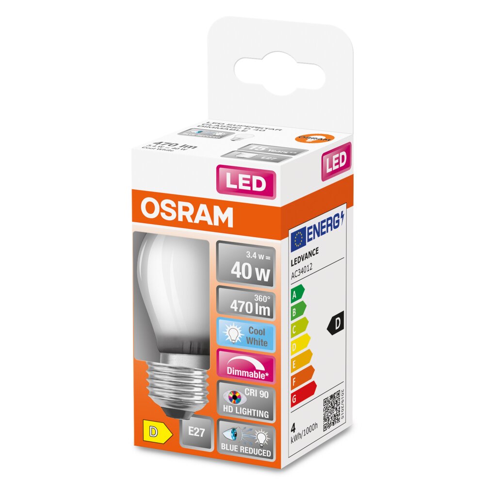 OSRAM SUPERSTAR LED E27 3,4 Watt 4000 Kelvin 470 Lumen main product photo