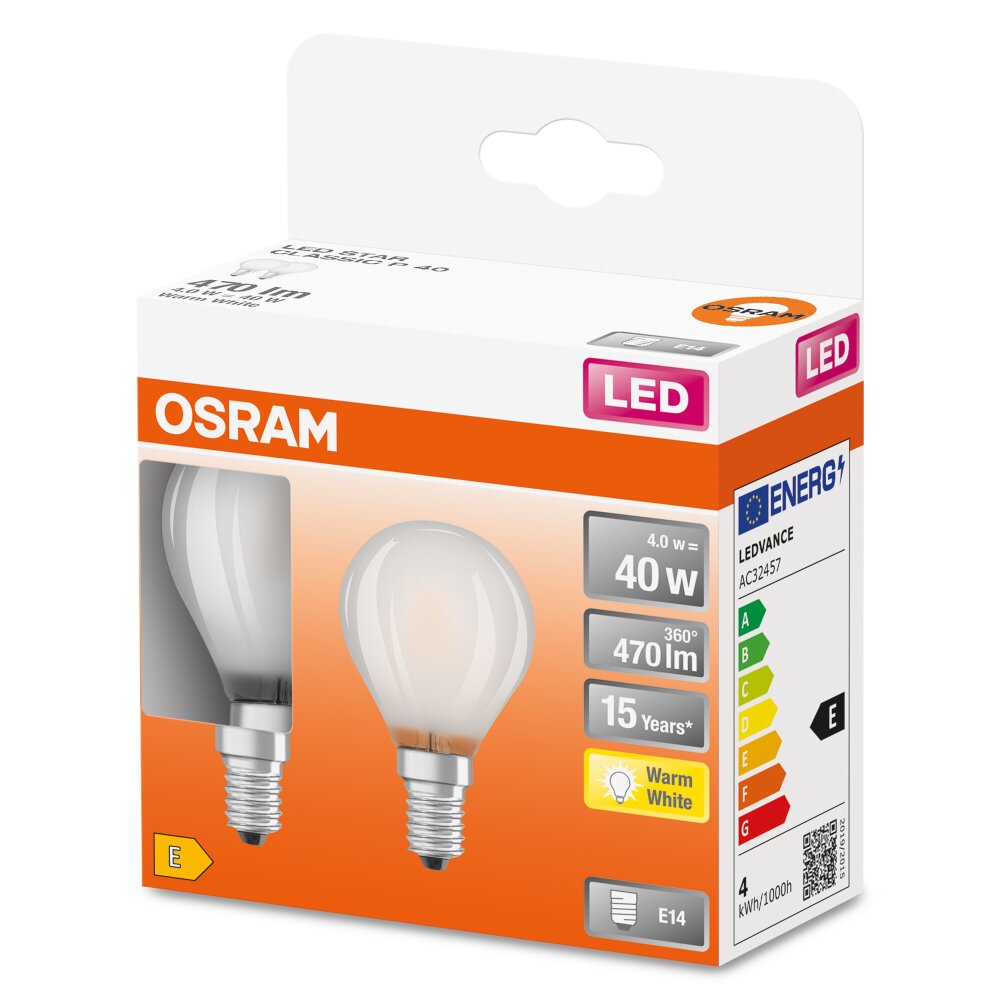 OSRAM LED Retrofit Set van 2 E14 4 Watt 2700 Kelvin 470 Lumen main product photo