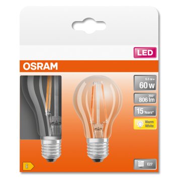 OSRAM LED Retrofit Set van 2 E27 6,5 Watt 2700 Kelvin 806 Lumen OSRAM LED Retrofit Set van 2 E27 6,5 Watt 2700 Kelvin 806 Lumen
