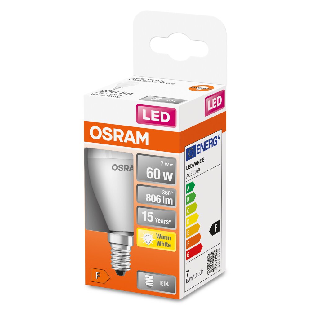 OSRAM LED STAR E14 7 watt 2700 kelvin 806 lumen main product photo