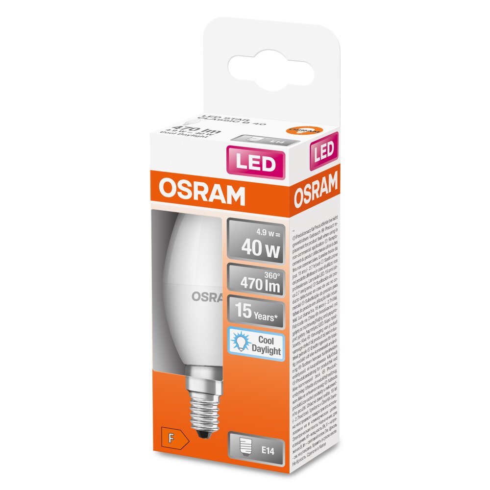 OSRAM LED STAR E14 4,9 watt 6500 kelvin 470 lumen main product photo