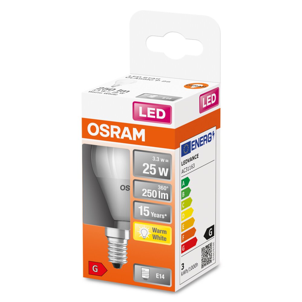 OSRAM LED STAR E14 3,3 Watt 2700 Kelvin 250 Lumen main product photo