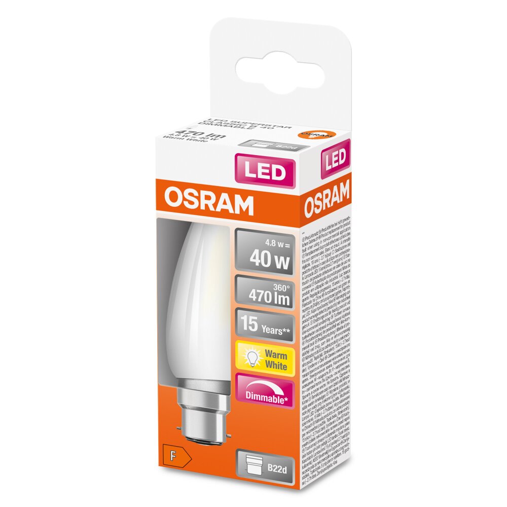 OSRAM LED Retrofit B22d 4,8 Watt 2700 Kelvin 470 Lumen main product photo