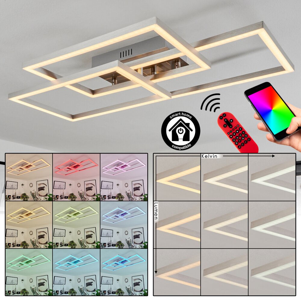 Relous Plafondlamp LED roestvrij staal, 3-lichts, Afstandsbediening, Kleurwisselaar main product photo
