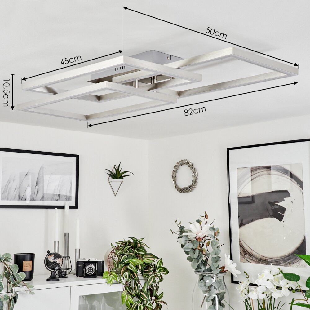 Relous Plafondlamp LED roestvrij staal, 3-lichts, Afstandsbediening, Kleurwisselaar