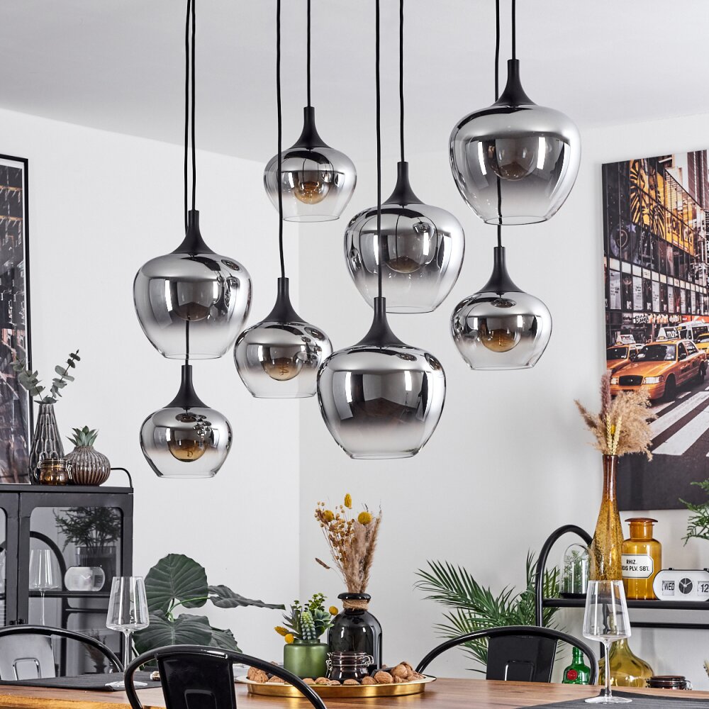 Azurara Hanger Zwart, 8-lichts