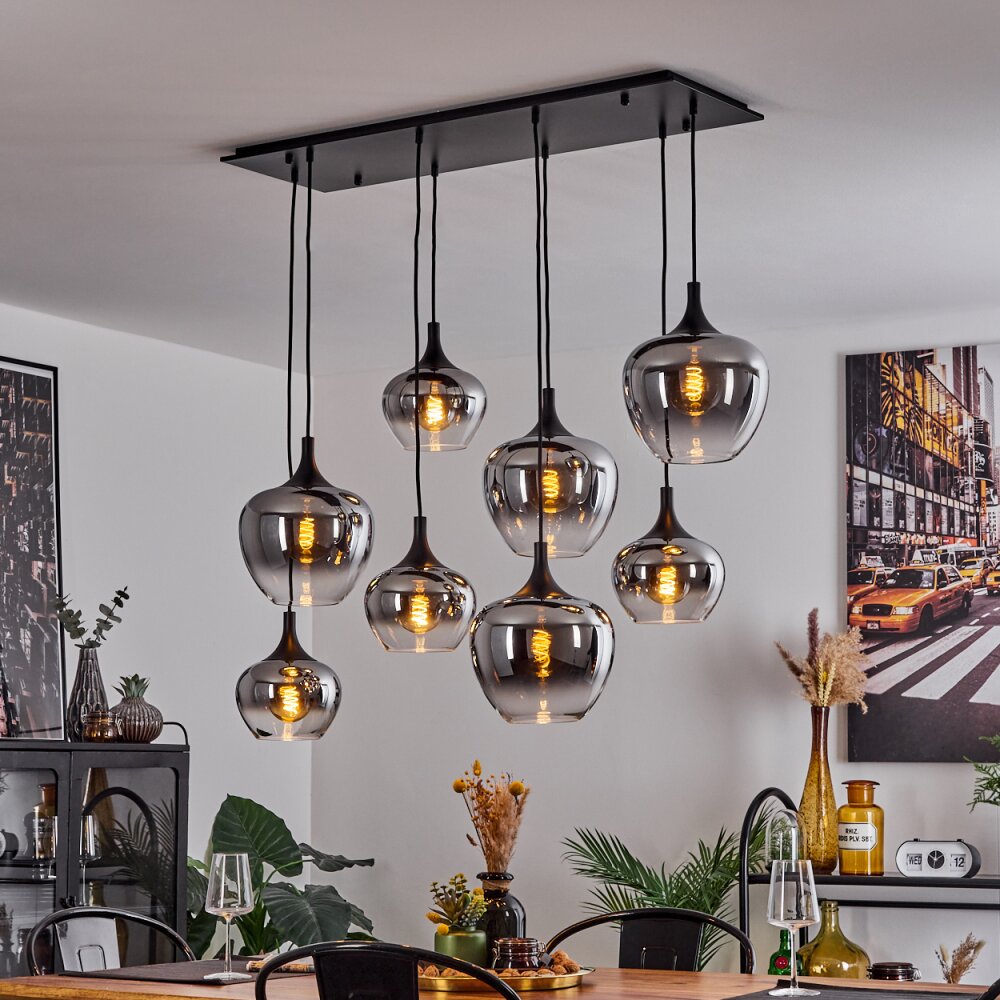 Azurara Hanger Zwart, 8-lichts