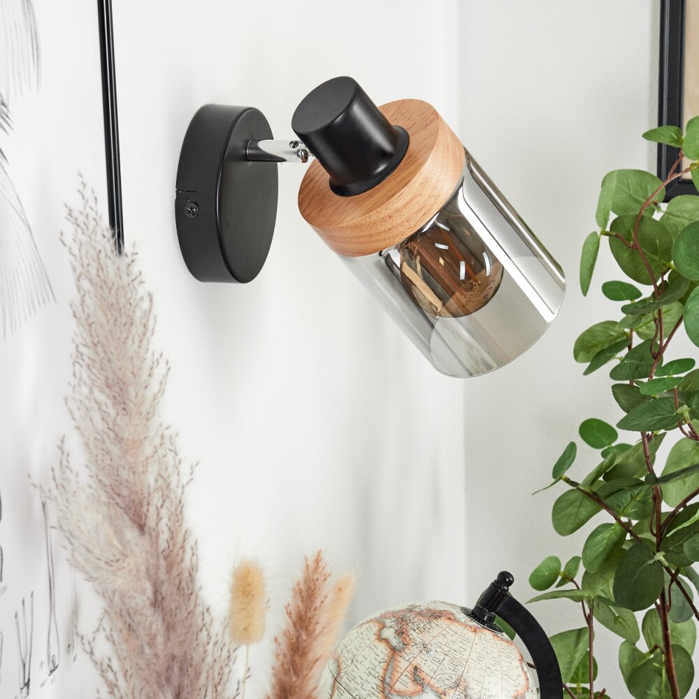 Azinhalinho Muurlamp Chroom, Zwart, 1-licht