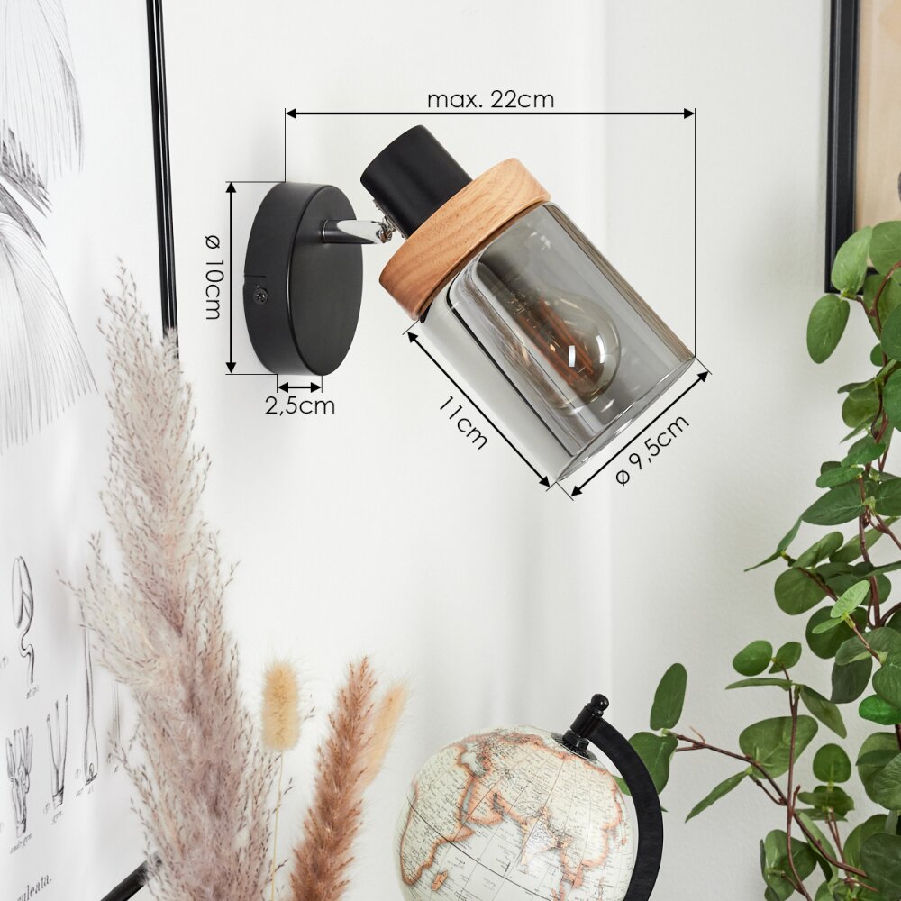 Azinhalinho Muurlamp Chroom, Zwart, 1-licht