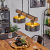 Chabian Hanglamp Bruin, houtlook, Zwart, 2-lichts