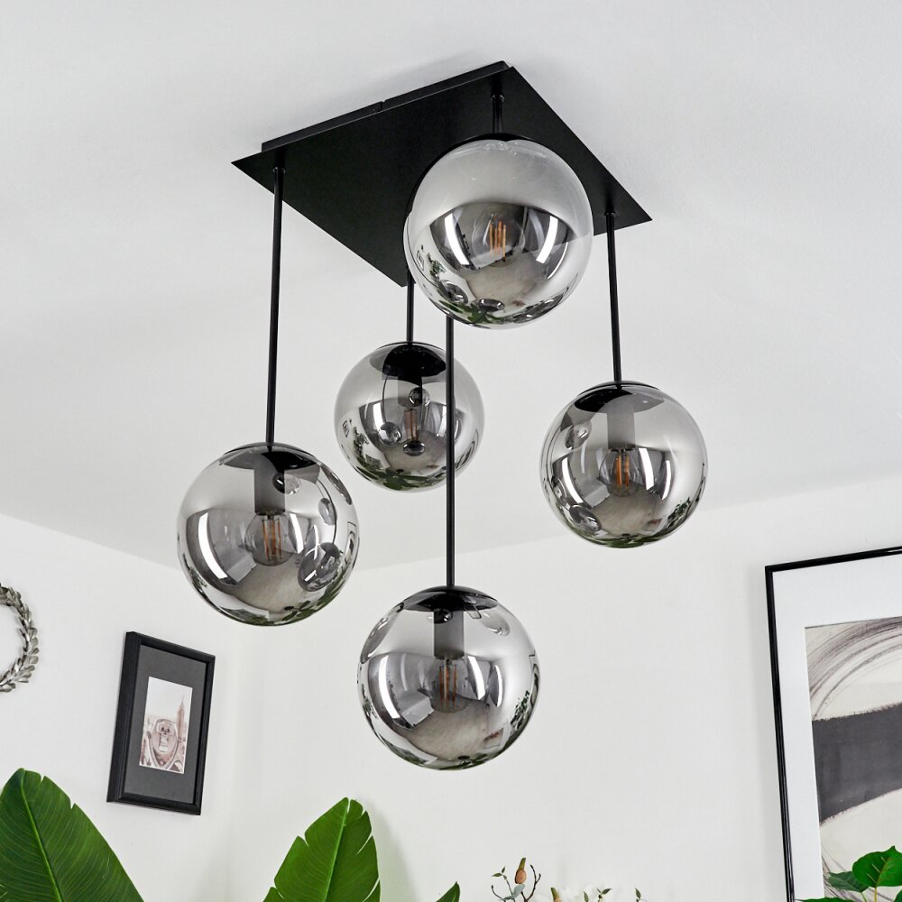 Salamonde Plafondlamp Zwart, 5-lichts