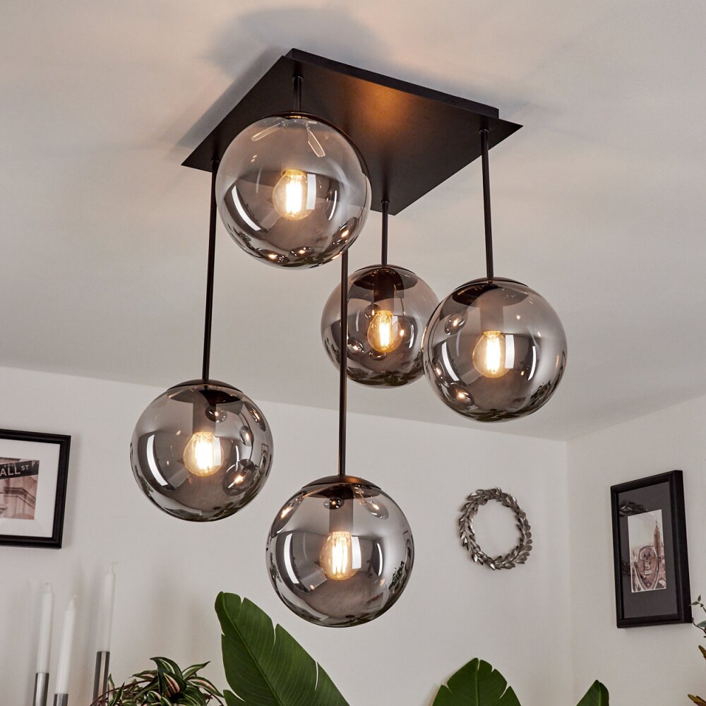 Salamonde Plafondlamp Zwart, 5-lichts