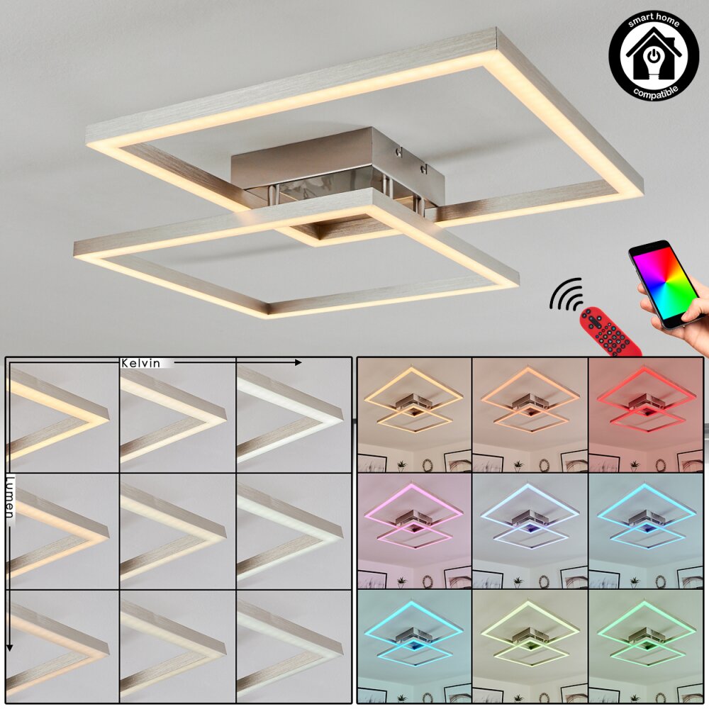 Relous Plafondlamp LED roestvrij staal, 2-lichts, Afstandsbediening, Kleurwisselaar main product photo