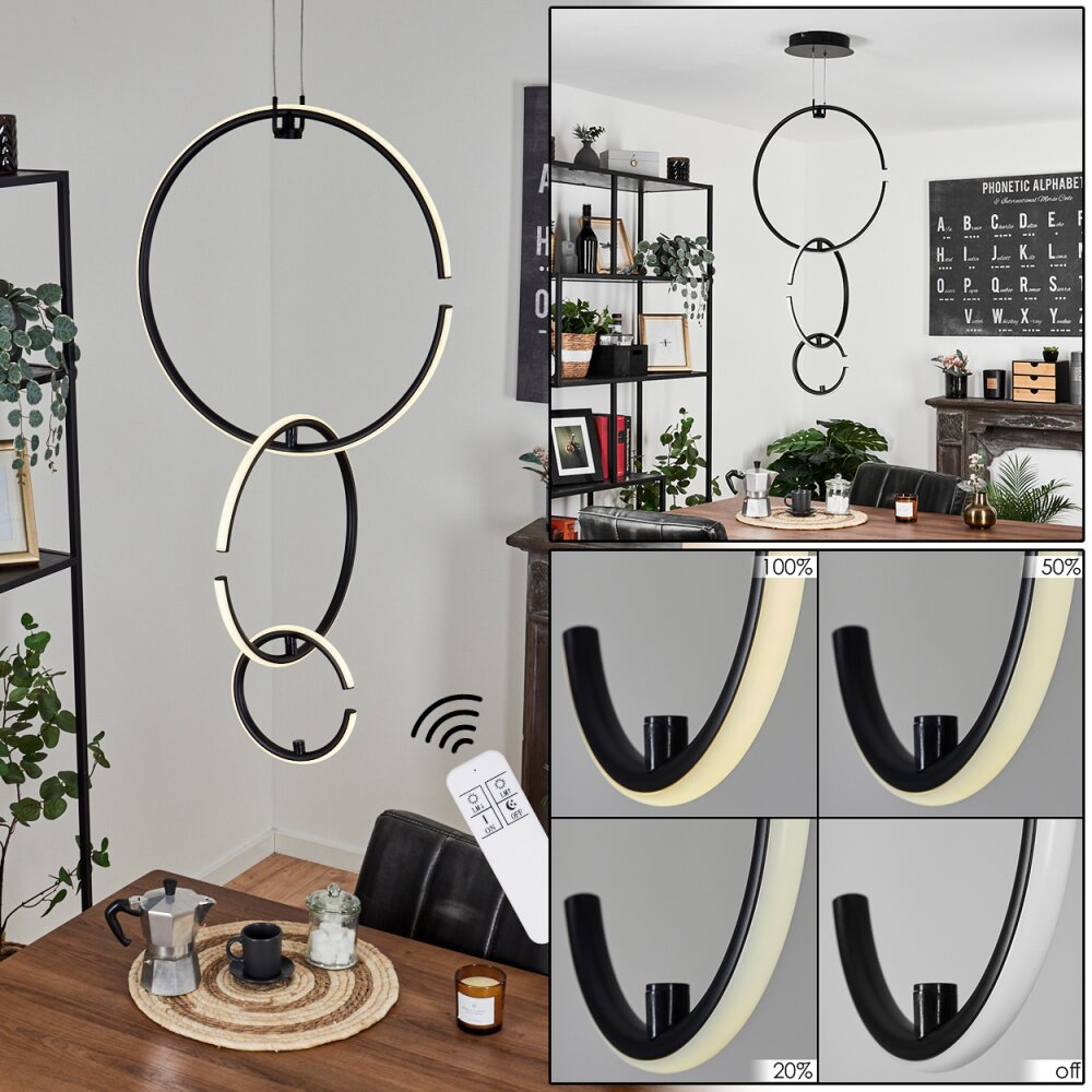 Chlak Hanglamp LED Zwart, 3-lichts, Afstandsbediening main product photo